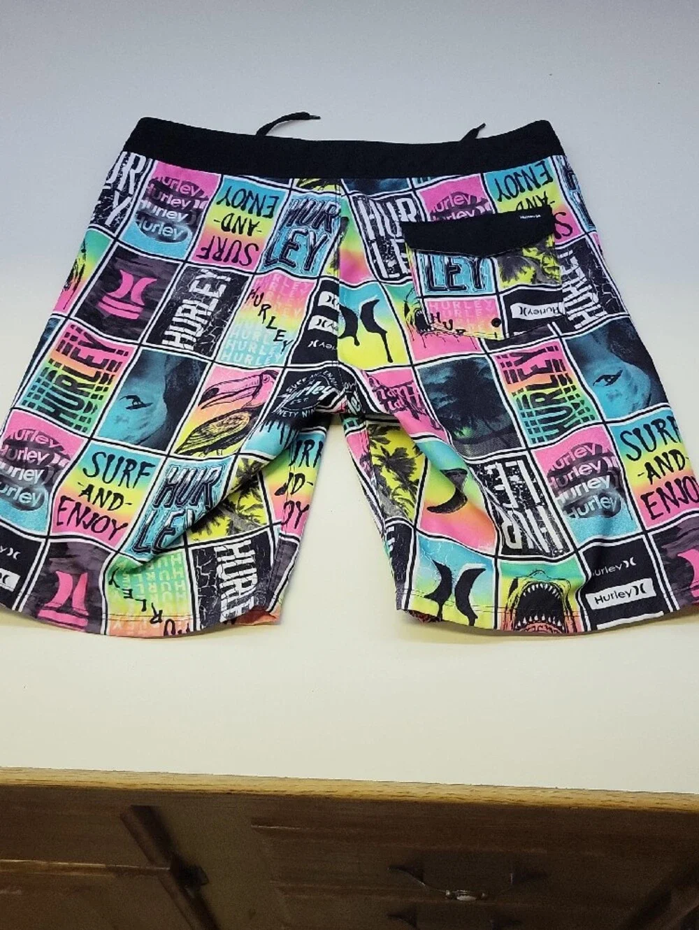 Hurley Men’s Neon Multicolor Patchwork Swim Shorts